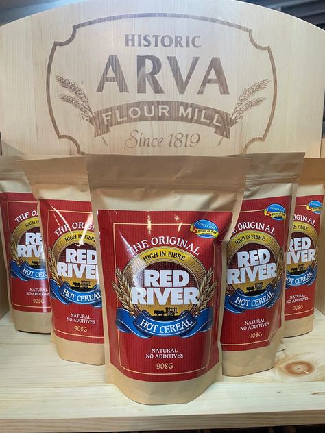 Red River Cereal – Arva Flour Mill Red River Cereal, Grocery Store Shelves, Cracked Wheat, Celebrating 100 Years, Hot Cereal, Flour Mill, Cereal Recipes, Ben And Jerrys Ice Cream, Red River