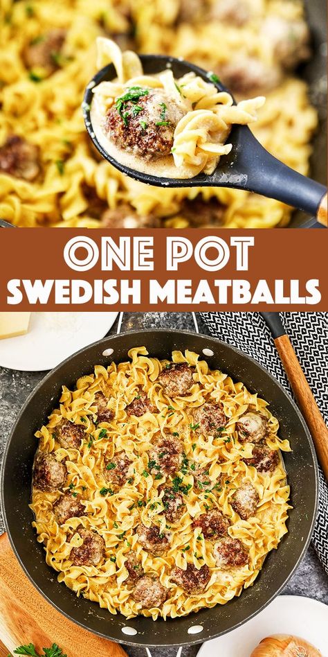 Swedish Meatball Recipe, Easy Swedish Meatball Recipe, Pasta Noodle Recipe, Soup Broth, One Pot Dinners, Meatball Recipe, Homemade Meatballs, Easy One Pot Meals, Cooking Homemade