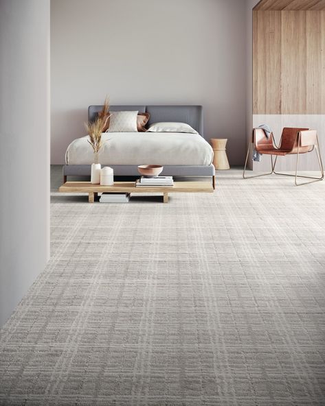 The rough textural lines of Yearn, by @phenix_flooring, perfectly complement the nine-color palette of calm and soothing neutrals. Plus, Yearn has Microban®, which helps protect 24/7 against the growth of bacteria, mold, and mildew, giving you the peace of mind you deserve in a style that you love. Color shown: Command. Carpet Tiles Bedroom, Lowes Carpet, Stainmaster Carpet, Basement Carpet, Carpet Squares, Carpet Samples, Carpet Trends, Carpet Padding, Low Pile Carpet