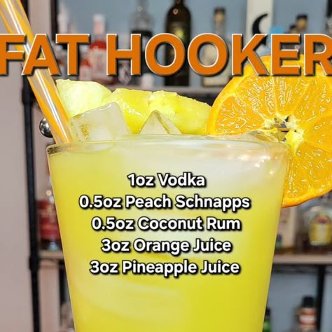 Fanta Alcohol Drinks, Clear Liquor Mixed Drinks, Summer Liquor Drinks, Peach Schnapps Cocktails, Fat Hooker Drink, Rum Recipes Drinks, Peach Schnapps Drinks Recipes, Pineapple Vodka Cocktails, Peach Schnapps Drinks