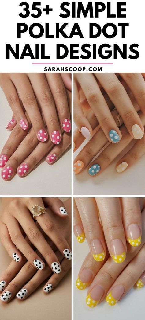 Explore your creativity with these 35+ simple, yet charming polka dot nail art designs! 💅💕 #NailArt #NailDesigns #Nails Nail Art Dots Design, Dotting Nail Art Designs, Simple Dot Nail Art, Dotty Nails, Polka Dot Nail Art Designs, Dot Nail Art Designs, Polka Dot Nail Designs, Dot Nail Designs, Polka Dot Nail Art