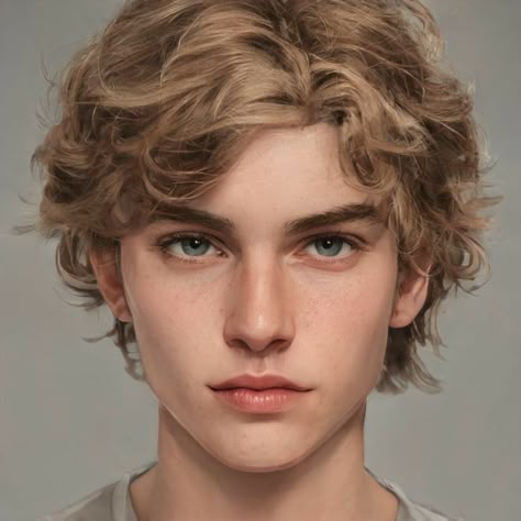 Curly Hair And Blue Eyes, Black Hair Yellow Eyes, Boys With Green Eyes, Brown Hair Male, Green Eyes Blonde Hair, Brunette Green Eyes, Blonde Green Eyes, Artbreeder Portraits, Brown Hair Boy