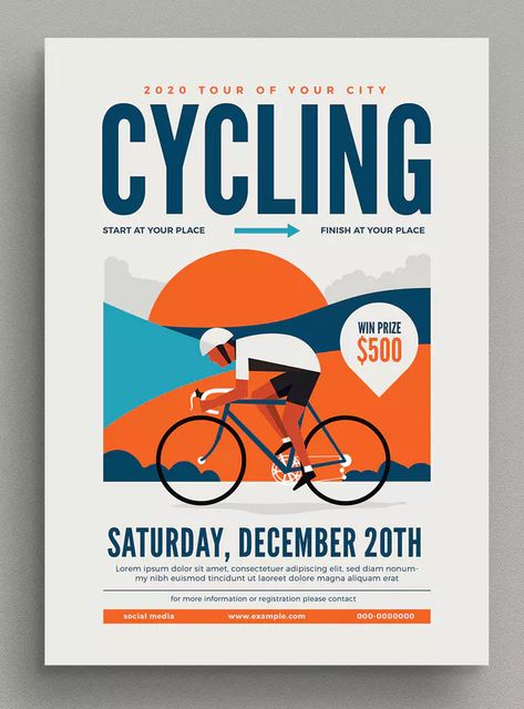 Cycling Event Flyer Template AI, PSD - A4 Size + Bleed. Download Event Poster Layout, Poster Grafico, Cycling Event, Corporate Event Design, Cycling Posters, Event Posters, Graphic Design Flyer, Flyer Design Inspiration, Event Poster Design