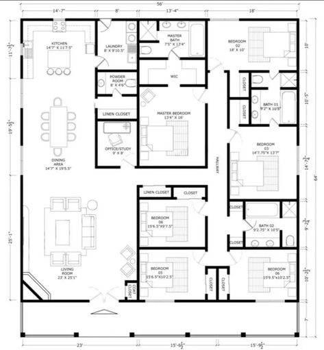 6 Bedroom Barndominium Floor Plans With Pictures & Cost 6 Bedroom Apartment Floor Plans, 6 Bedroom Single Story House Plans, Simple 6 Bedroom House Floor Plan, 6-7 Bedroom House Plans, Seven Bedroom House Plans, 7 Bedroom Barndominium Floor Plans, 7 Bedroom Barndominium, Floor Plans 6 Bedroom, 8 Bedroom Floor Plans