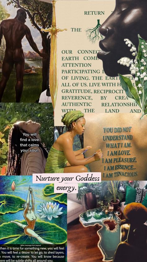 #greenaesthetic #earthyblackgirlaesthetic #wallpapers Affirmations Vision Board, Spiritual Wallpaper, Affirmation Board, I Love Being Black, Earthy Aesthetic, Divine Feminine Spirituality, Earthy Outfits, Energy Art, Spiritual Artwork