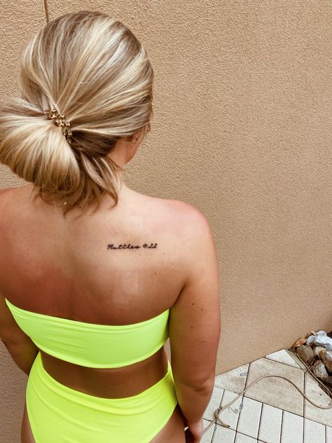 Matthew 9:22 ~ daughter be encouraged, your faith has made you well Matthew 11:28-30 Tattoo, Matthew 5 9 Tattoo, Matthew 5:16 Tattoo, Matthew 28 20 Tattoo, Matthew 6 34 Tattoo, Matthew Tattoo, Jesus Tattoo For Women, 34 Tattoo, Mark 5 34