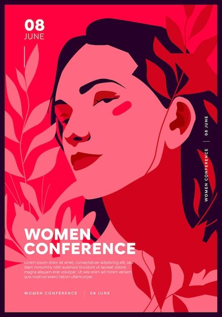 Poster Character Design, Women Event Poster, Event Graphic Design Inspiration, Woman Poster Design, Womens Day Posters Graphic Design, Conference Poster Design, Women Graphic Design, Promotional Poster Design, Vector Poster Design