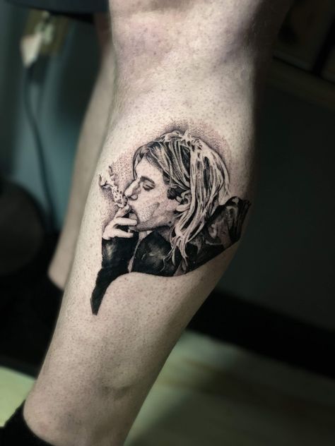 Kurt Cobain done by David Chea at Glass St Tattoo Manchester NH #tattoos #tattoo #beauty Nirvana Tattoo Kurt Cobain, Kurt Cobain Tattoo, St Tattoo, Nirvana Tattoo, Wrist Tattoo Cover Up, Side Neck Tattoo, Prison Tattoos, Alien Tattoo, Manchester Nh