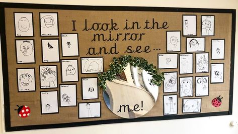 Year 1 Self Portraits, Self Portrait Nursery, Year 1 Craft Ideas, Self Portraits Eyfs Activities, Class Ideas Decoration, Self Portrait Classroom Display, Early Years All About Me Ideas, Art Ideas Eyfs, Early Years Classroom Displays Eyfs