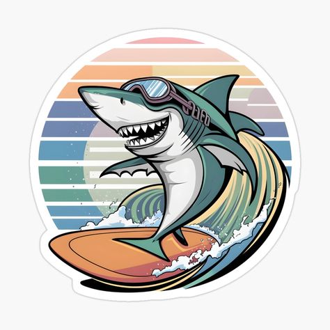 Get my art printed on awesome products. Support me at Redbubble #RBandME: https://www.redbubble.com/i/sticker/Shark-with-Glasses-Shark-Sporting-Goggles-by-metanof/159270610.EJUG5?asc=u Shark With Headphones, Shark With Sunglasses, Shark Skateboard Design, Swim With Sharks, Glass Shark, Goggles, Great Gifts, Sports, Art Prints