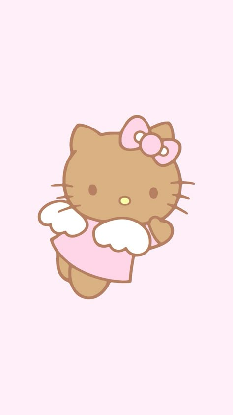 Brown Hello Kitty, Hello Kitty Angel, Sanrio Aesthetic, Angel Wallpaper, Kitty Wallpaper, Hello Kitty Wallpaper, Hello Kitty, Kitty, Angel