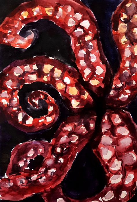 Octopus Watercolor, ocean, animals, painting, art Tentacle Painting, Squid Painting, Octopus Tentacles Art, Octopus Watercolor, Tentacle Art, Ocean Octopus, Octopus Painting, Animals Painting, Octopus Tentacles