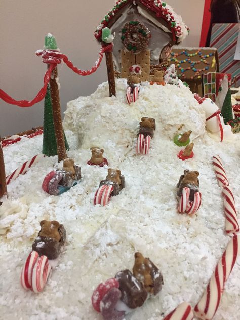 Winter Wonderland Gingerbread House Ideas, Ski Hill Gingerbread House, Gingerbread Ice Skating Rink, Gingerbread House Igloo, Medical Gingerbread House Ideas, North Pole Gingerbread House Ideas, Gingerbread House Extras, Gingerbread House Ski Lodge, Gingerbread Ski Resort