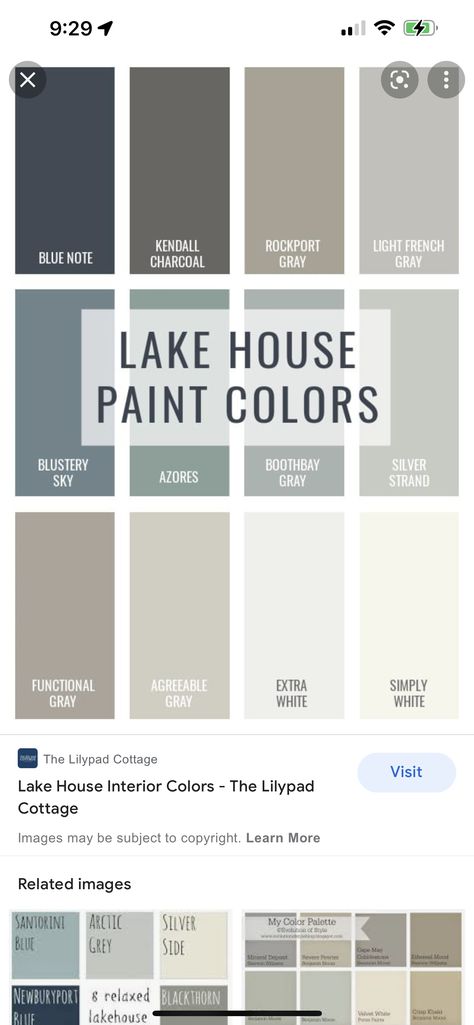 Lake House Colors Interiors, Cabin Paint Colors, Lake House Paint Colors, Cottage Makeover, Cottage Images, Exterior Color Palette, Lake House Interior, Lake Houses Exterior, House Paint Interior