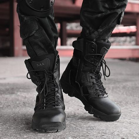 Tactical Boots Outfit Men, Tactical Boots Outfit, Combat Boots Aesthetic, Ankle Combat Boots, Boots Outfit Men, Combat Boots Men, Combat Gear, Army Boots, Special Force