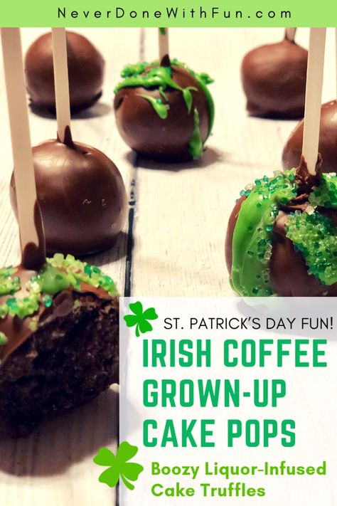 Irish Cake Pops, Baileys Cake Pops, Spiked Cookies, Alcoholic Food, Irish Coffee Cake, Better Than Cake, Cake Pop Flavors, Truffles Recipes, Irish Cake