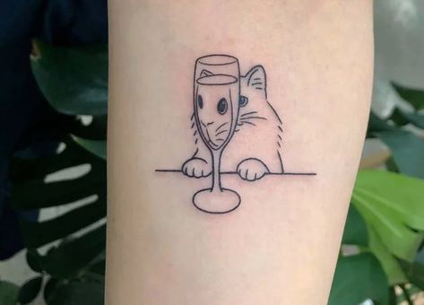 garry on Twitter: "me: I’ve never really seen a tattoo I would want on me forev—  the tattoo in question:… " Wine Glass Tattoo, Wine Tattoo, Beer Tattoos, Cat Tattoos, Inspiration Tattoos, Cat Tattoo Designs, Latest Tattoos, Cute Tiny Tattoos, Funny Tattoos