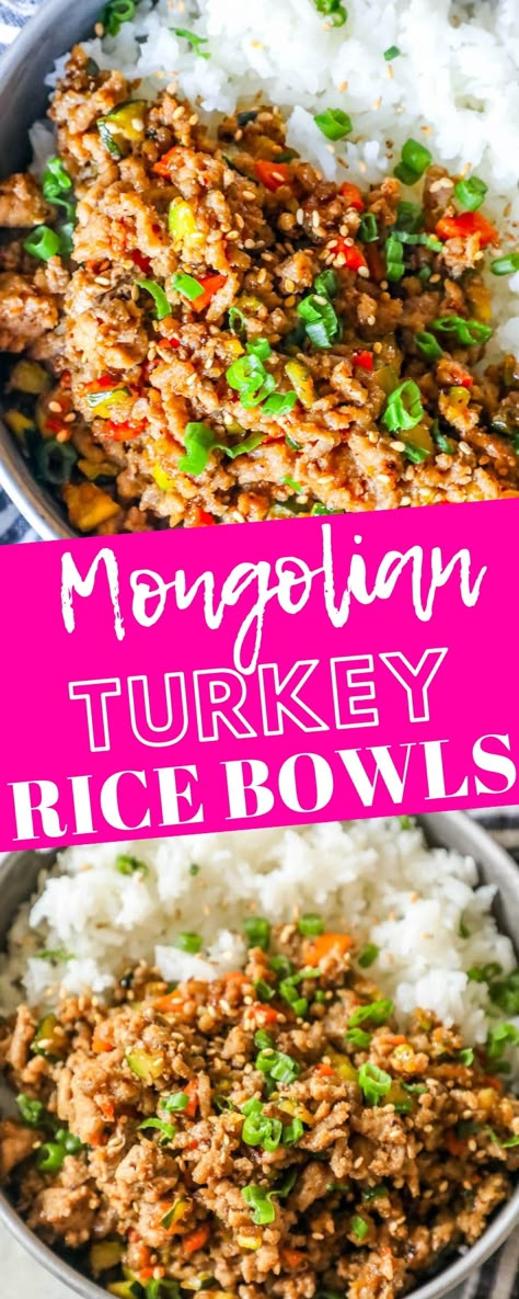 Mongolian Turkey, Turkey Rice Bowl, Turkey Rice Bowl Recipe, Turkey And Rice, Ground Turkey Recipes Easy, Turkey Rice, Healthy Turkey Recipes, Turkey Bowl, Ground Turkey Recipes Healthy