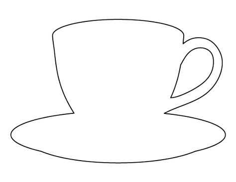 Coffee cup pattern. Use the printable outline for crafts, creating stencils, scrapbooking, and more. Free PDF template to download and print at http://patternuniverse.com/download/coffee-cup-pattern/ Tea Cup Template Free Printable, Tea Cup Outline, Coffee Cup Template, Printable Outline, Cup Template, Cup Pattern, String Art Templates, Quilting Stencils, Shape Templates