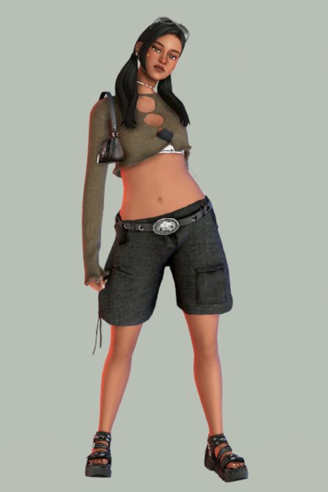 casual streetwear outfit | the sims 4 cc links Sims 4 Cc Cargo Shorts, Sims 4 Cc Street Wear Clothes, Sims 4 Cc Shorts Women, Sims 4 Cargo Shorts, Sims 4 Cc Clothes Female Grunge, Street Wear Sims 4 Cc, Jorts Sims Cc, Sims 4 Tomboy Clothes, Ts4 Streetwear Cc