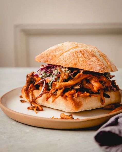 Crispy BBQ Pulled Mushroom Sandwiches | The First Mess Mushroom Sandwiches, Vegan Artichoke Dip, King Mushroom, Bbq Mushrooms, Mushroom Sandwich, Nutritional Yeast Recipes, Bbq Sandwich, Vegan Bbq, Healthy Sandwiches