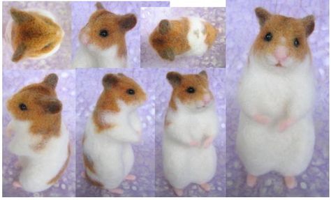 wool felted hamster | Found on blogs.yahoo.co.jp Felt Hamster, Felted Hamster, Felted Miniatures, A Hamster, Felt Owl, Felt Creations, Needle Felting Tutorials, Felt Mouse, Needle Felting Projects