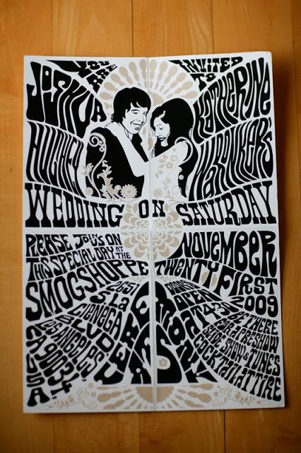 Fillmore inspired concert poster wedding invitation Woodstock Wedding, 1960s Wedding, Retro Wedding Invitations, Happy Rock, Happy June, Hippie Wedding, Wedding Posters, Concert Poster, Retro Wedding