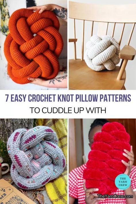 Monkey Knot Pillow, Knot Pillow Pattern, Monkey Knot, Crochet Knot, Pillow Patterns, Crochet Monkey, Pillow Projects, Knot Pillow, Modern Crochet Patterns