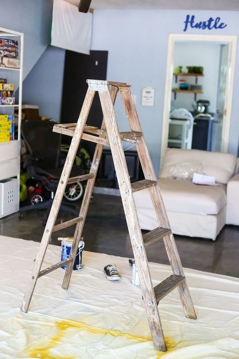 How to Build a DIY Ladder Plant Stand | Hometalk Diy Ladder Plant Stand, Ladder Planter, Ladder Plant Stand, Rocking Chair Makeover, Ladder Ideas, Old Rocking Chairs, Rustic Plant Stand, Plant Ladder, Garden Ladder