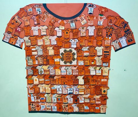 Kindergarten Orange Shirt Day, Orange Shirt Day Crafts, Orange Shirt Day Art For Kids, Orange Shirt Day Bulletin Board, Orange Shirt Day Activities Kindergarten, Orange Shirt Day Art, Orange Shirt Day Activities, Aboriginal Activities, Reconciliation Week