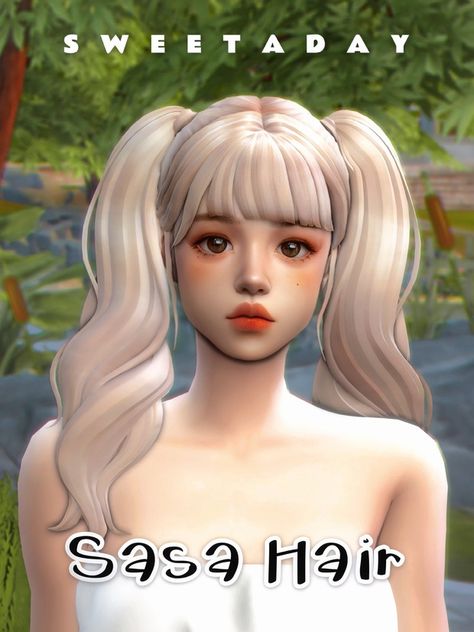 Sasa Hair （Early Access November 9th, 2023） | Patreon Sims 4 Pigtails Cc, Sims 4 Pigtails, Cute Sims, San Myshuno, Sims 4 Anime, Pelo Sims, Sims 4 Mm Cc, Sims 4 Body Mods, Tumblr Sims 4