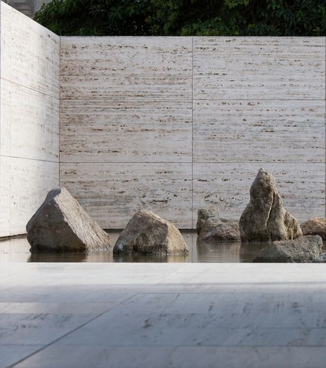 Mies + Stones Concrete Architecture, Spa Design, Brutalism, Stone Design, Zen Garden, Outdoor Design, Architecture Model, Landscape Architecture, Water Features