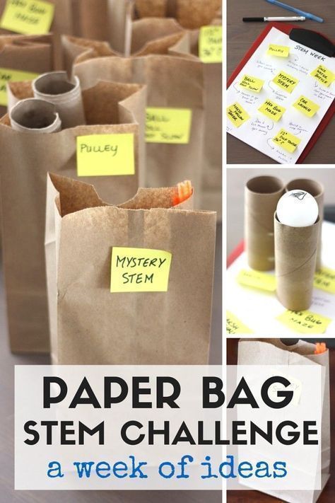 Mar 20, 2020 - Plan these simple and fun Paper bag STEM challenges for kids! Easy STEM activities that use what's around to encourage invention and design. Stem Club, Kindergarten Stem, Easy Stem, Steam Ideas, Stem Lab, Teaching Stem, Stem Lesson, Stem Classroom, Stem Challenge