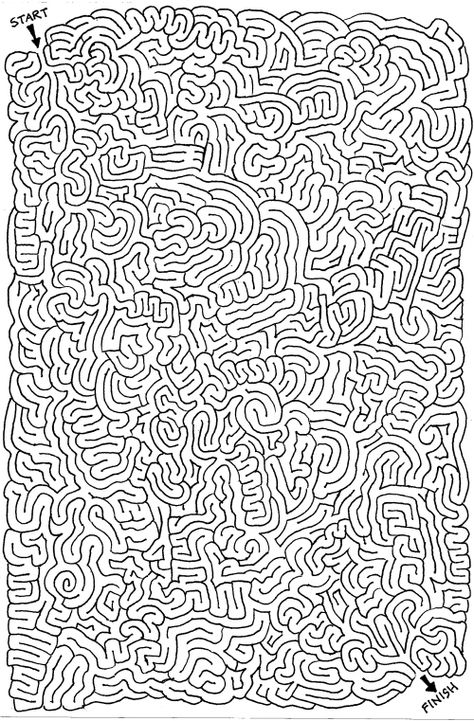 Hard Mazes, Maze Book, Maze Worksheet, Printable Mazes, Maze Design, Mazes For Kids, Maze Puzzles, Maze Game, Paper Games