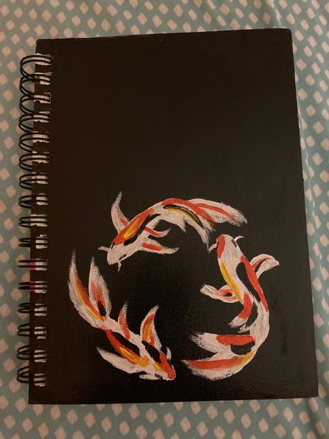 Koi Fish Graduation Cap, Koi Fish Chalk Art, Koi Fish Vinyl Painting, Sketch Book Koi Fish, Koi Fish Gouache, Koi Fish Painting Acrylics Canvases, Sketchbook Cover, Drawing Board, Painted Books