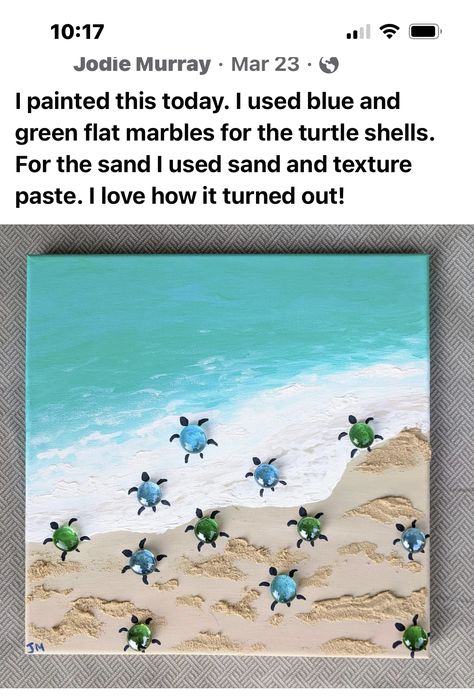 Sea Turtle Button Art, Diy Beach Theme Decor Craft Ideas, Diy Crafts With Shells, Beach Art Diy, Seashell Art Diy, Beach Crafts Diy, Beach Scene Painting, Beach Themed Crafts, Turtle Crafts