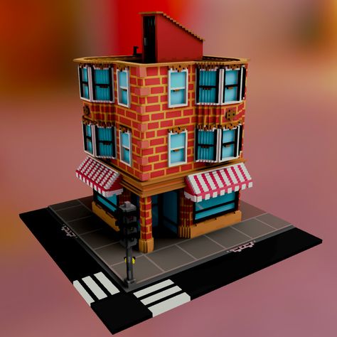 ArtStation - Corner store complex, Zach Soares Voxel Games, City Corner, 3d Things, Voxel Art, Environment Props, Corner Store, Isometric Art, Low Poly 3d, Environment Design