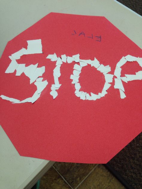 Stop sign #preschool #safety Safety Theme Preschool Crafts, Stop Sign Activities For Preschool, Safety Theme Preschool, Road Safety Theme Preschool Activities, Road Safety Crafts Preschool, Pedestrian Safety Preschool Activities, Safety Ideas For Preschool, Stop Sign Craft Preschool, Signs Preschool Activities