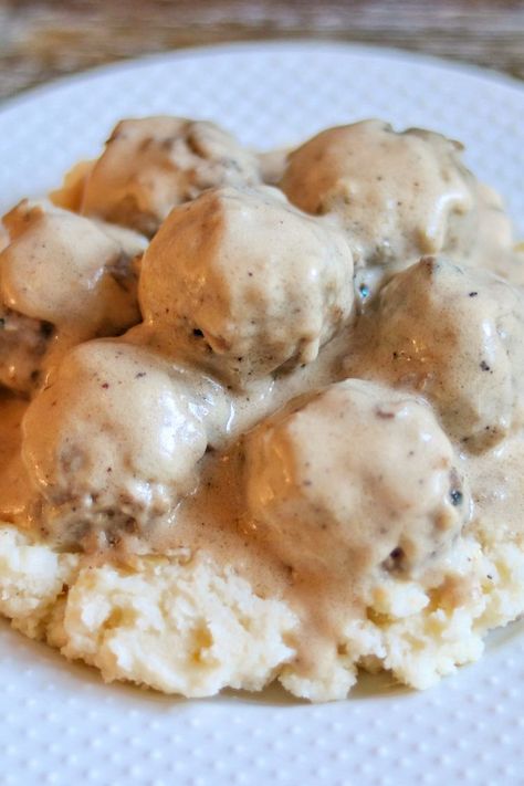 Grandma's Swedish Meatballs and Gravy Grandma’s Swedish Meatballs, Taste Of Home Swedish Meatballs, Swedish Meatball Gravy Easy, Swedish Meatballs For A Crowd, Gravy For Swedish Meatballs, Crock Pot Swedish Meatballs Frozen, Authentic Swedish Meatball Recipe, Swedish Meatball Gravy Recipe, Swedish Meatballs Frozen