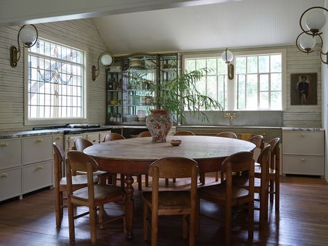 Leanne Ford Kitchen, Steel Shower Door, Grace Mitchell, Texas Farmhouse, Cowgirl Room, Salvaged Doors, Round Top Texas, Living Room And Kitchen Design, Bought A House