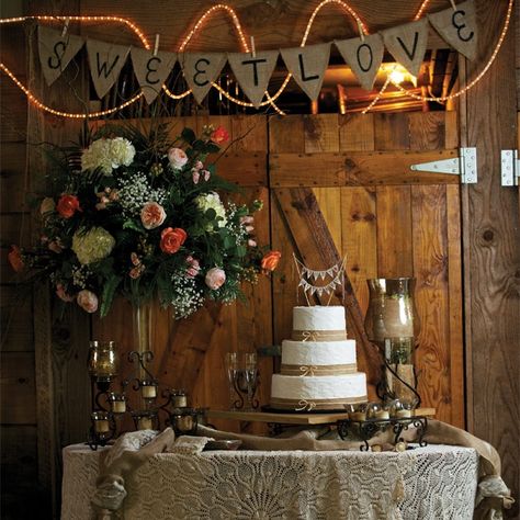 Rustic Wedding Cake Display // Blume Photography // http://www.theknot.com/weddings/album/144152 Wedding Cakes Rustic Vintage, Wedding Cakes Rustic, Vintage Wedding Cake Table, Wedding Table Toppers, Wedding Cake Table Decorations, Cakes Simple, Wedding Cake Display, Vintage Wedding Cake, Country Wedding Cakes