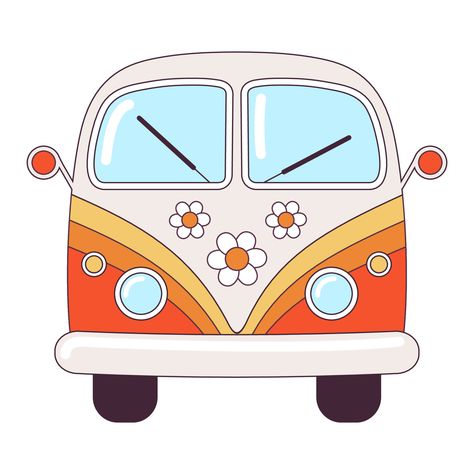 Download the Hippie vintage orange car a mini van retro bus 1960s, 60s, 70s. Groovy Psychedelic cartoon element - funky illustration in hippie style. Flat vector illustration isolated on the white background. 20318052 royalty-free Vector from Vecteezy for your project and explore over a million other vectors, icons and clipart graphics! 70s Drawings Easy, Van Drawing, Van Hippie, Bus Drawing, Retro Bus, Hippie Party, Orange Car, Hippie Bus, Hippie Van