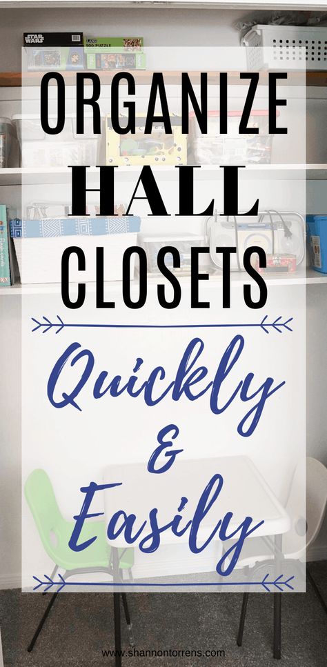 Organizing Coat Closet, Organize Hall Closet, Linen Closet Organization Ideas Hallways, Hall Closet Organization Ideas, Hallway Closet Organization, Cleaning Supply Organization, Storage Linen Closet, Hall Closets, Modern Cozy Home