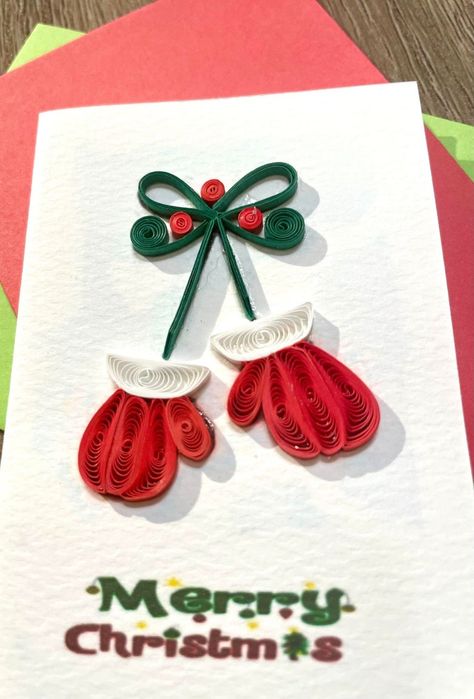 Mini Quilling Card Christmas Card Handmade Card Greeting Card Paper Filigree - Etsy Christmas Quilling Ideas Greeting Card, Scrapbook Card Ideas, Diy Quilling Crafts, Christmas Greeting Cards Handmade, Quilling Flower Designs, Paper Filigree, Christmas Card Handmade, Quilling Letters, Paper Quilling Tutorial