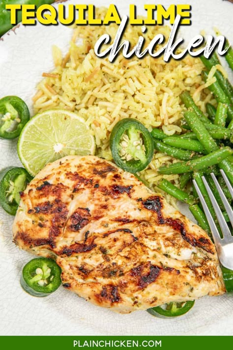 Tequila Lime Chicken Recipe, Plain Chicken Recipe, Lime Marinade For Chicken, Tequila Lime Chicken, Lime Chicken Recipes, Slow Cooker Casserole, Mexican Rice Recipes, Plain Chicken, Tender Chicken Breast