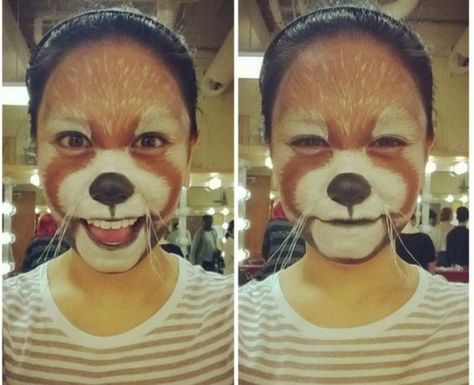 red panda makeup Red Panda Makeup, Fox Makeup Halloween, Red Panda Costume, Makeup Class Ideas, Red Panda Tattoo, Panda Makeup, Panda Costume, Stage Make Up, Fox Makeup