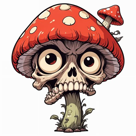 Shrooms! #illustrationart Cute Skull Drawing, Skulls Animal, American Traditional Tattoo Ideas, Graffiti Cartoon, Traditional Tattoo Ideas, Sticker Tattoo, Halloween Watercolor, Tattoo Trend, Cartoon Character Tattoos