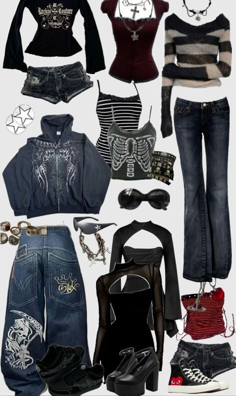 2008 Clothes Style, Outfits For Square Body Type, Thirteen Inspired Outfits, Y2k Emo Fashion, Demigirl Outfits, Goth Y2k Outfits, 2000s Alternative Fashion, Misa Amane Outfit, 2000s Alt Fashion