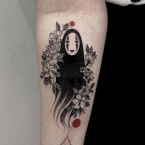 Ghibli Tattoo, Kunst Tattoos, Wrist Tattoos For Guys, Kawaii Tattoo, Inspiration Tattoos, Tattoo Project, Face Tattoos, No Face, Anime Tattoos