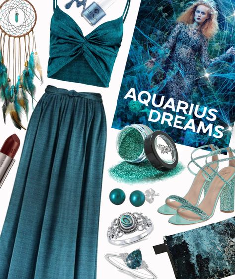 Water Element Outfit, Aquarius Outfits Aesthetic, Aquarius Costume, Aquarius Fashion Style, Aquarius Outfits, Astrology Makeup, Zodiac Costume, Aquarius Style, Fantasy Ball